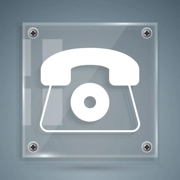 Telefone Branco Horas Ícone Suporte Isolado Fundo Cinza Call Center — Vetor de Stock
