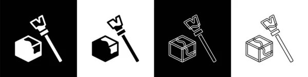 Set Icono Cubo Isométrico Aislado Sobre Fondo Blanco Negro Cubos — Vector de stock