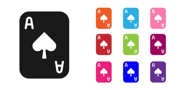 Black Playing Cards Icon Isolated White Background Casino Gambling Set — Stock Vector