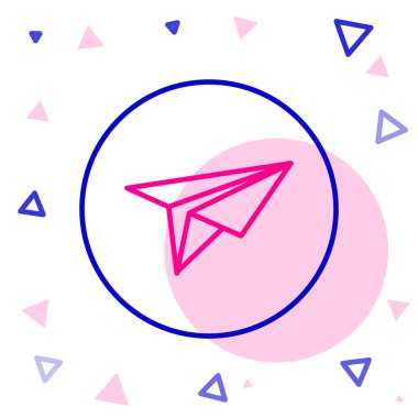 Çizgi kağıdı düzlemi simgesi beyaz arkaplanda izole edildi. Kağıt uçak ikonu. Kurye konsepti. Renkli taslak konsepti. Vektör İllüstrasyonu.