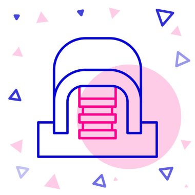 Beyaz arkaplanda sunucu simgesi olan satır hangarı. Sunucu, Data, Web Sunucusu. Renkli taslak konsepti. Vektör.