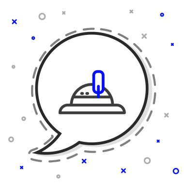 Çizgi Avcısı şapka simgesi beyaz arkaplanda izole edildi. Ekose kış şapkası. Renkli taslak konsepti. Vektör.