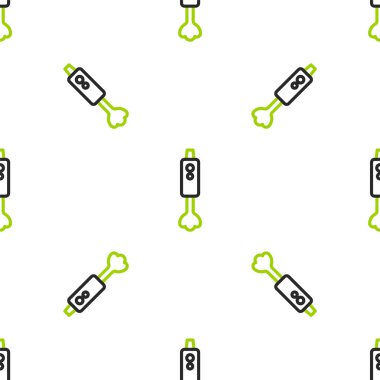 Çizgi karıştırıcı simgesi beyaz arkaplanda izole edilmiş kusursuz desen. Mutfak elektrikli kırıcı ve kase. Meyve suyu, kokteyl ya da meyve suyu. Vektör.