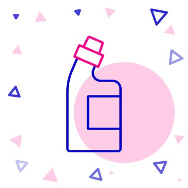 Çamaşır deterjanı, çamaşır suyu, bulaşık deterjanı ya da beyaz arka planda izole edilmiş başka bir temizlik malzemesi için çizgi plastik şişe. Renkli taslak konsepti. Vektör.