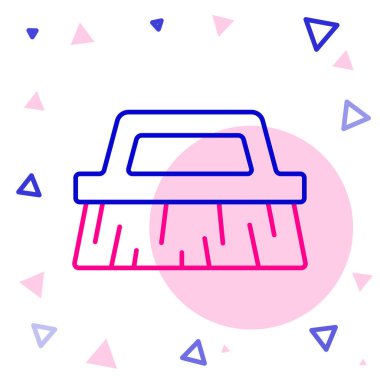 Temizleme simgesi için çizgi fırçası beyaz arkaplanda izole edildi. Renkli taslak konsepti. Vektör.