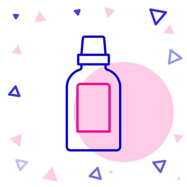 Çamaşır deterjanı, çamaşır suyu, bulaşık deterjanı ya da beyaz arka planda izole edilmiş başka bir temizlik malzemesi için çizgi plastik şişe. Renkli taslak konsepti. Vektör.