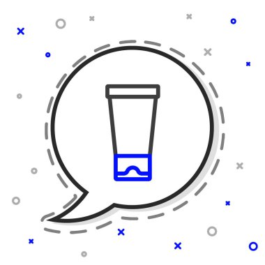 Beyaz arkaplanda çizgi kremi ya da losyon kozmetik tüp simgesi izole edilmiş. Kadınlar için vücut bakım ürünleri. Renkli taslak konsepti. Vektör.