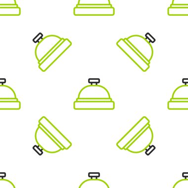 Line Otel servis çanı simgesi beyaz arkaplanda kusursuz desen izole etti. Resepsiyon zili. Vektör