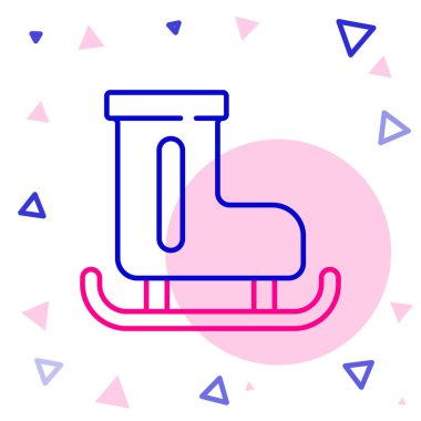 Çizgi Pateni simgesi beyaz arkaplanda izole edildi. Buz pateni ayakkabısı ikonu. Kılıçlı spor botlar. Renkli taslak konsepti. Vektör