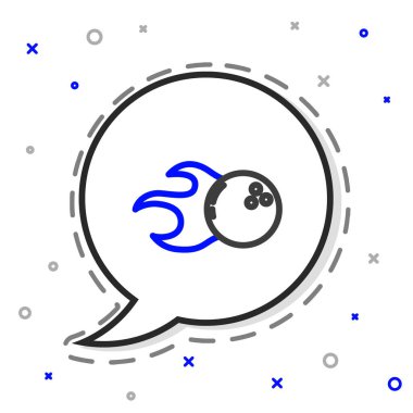 Çizgi bowling topu simgesi beyaz arkaplanda izole edildi. Spor malzemeleri. Renkli taslak konsepti. Vektör