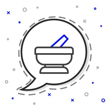 Havan topu ve tokmak simgesi beyaz arkaplanda izole edildi. Renkli taslak konsepti. Vektör