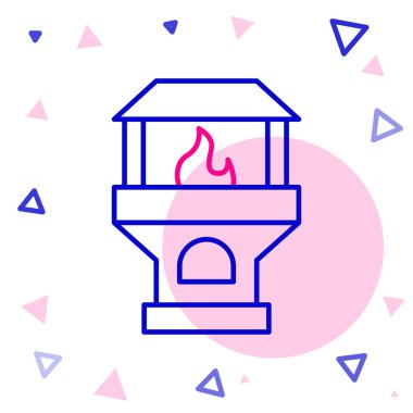 Brick marka ocak simgesi beyaz arkaplanda izole edildi. Tuğla şömine, taş ocağı, taş fırın ikonu. Renkli taslak konsepti. Vektör