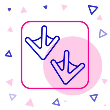 Çizgi Kaz patisi ayak izi simgesi beyaz arkaplanda izole edildi. Renkli taslak konsepti. Vektör