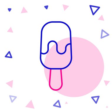 Çubuk ikonundaki çizgi dondurma beyaz arka planda izole edilmiş. Güzel sembol. Renkli taslak konsepti. Vektör