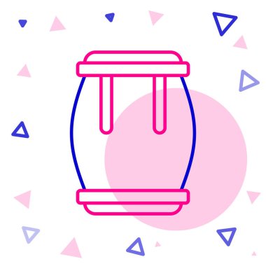 Satır Davul simgesi beyaz arkaplanda izole edildi. Müzik işareti. Müzik aleti sembolü. Renkli taslak konsepti. Vektör