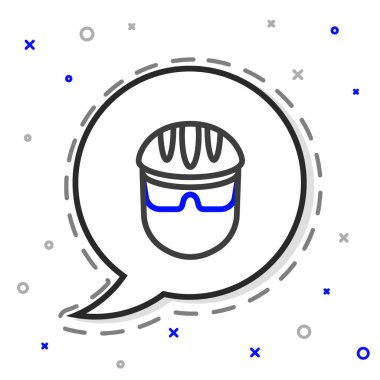 Çizgi bisiklet başlığı simgesi beyaz arkaplanda izole edildi. Olağanüstü bir spor. Spor malzemeleri. Renkli taslak konsepti. Vektör