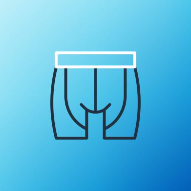 Çizgi bisiklet şortu simgesi mavi arkaplanda izole edildi. Renkli taslak konsepti. Vektör