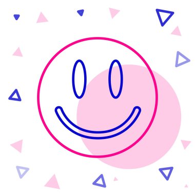 Çizgi Gülen Yüz simgesi beyaz arkaplanda izole edildi. Gülümseyen ifade. Mutlu gülümseme sohbet sembolleri. Renkli taslak konsepti. Vektör