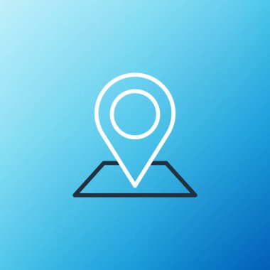 Line Location icon isolated on blue background. World or Earth sign. Colorful outline concept. Vector