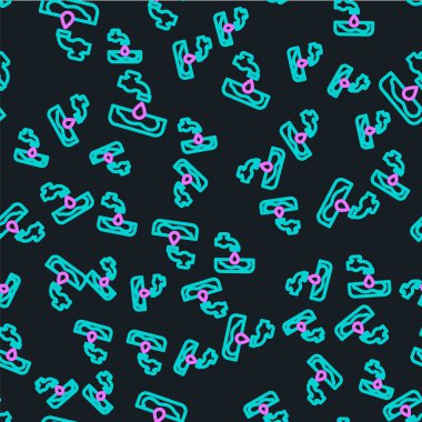 Line Water problem icon isolated seamless pattern on black background. Poor countries environmental public health related problems.  Vector