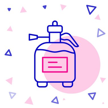 Su için Line Garden spreyi, gübre, beyaz arka planda izole edilmiş kimyasal ikon. Renkli taslak konsepti. Vektör