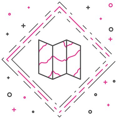 Katlanmış harita simgesi beyaz arkaplanda izole edildi. Renkli taslak konsepti. Vektör