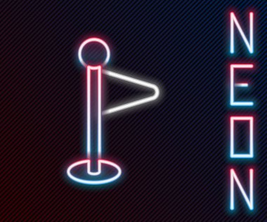 Parlayan neon çizgisi simgesi siyah arkaplanda izole edildi. Yer belirleyici sembol. Renkli taslak konsepti. Vektör