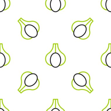 Çizgi sarımsak ikonu beyaz arka planda izole edilmiş kusursuz desen. Vektör