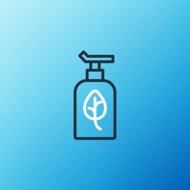 Çizgi Organik kozmetik ikonu mavi arkaplanda izole edildi. Vücut bakım ürünleri. Renkli taslak konsepti. Vektör