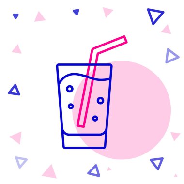 Beyaz arkaplanda izole edilmiş su ikonu olan çizgi camları. Soda bardağı. Renkli taslak konsepti. Vektör