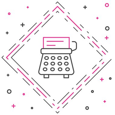 Beyaz arkaplanda satır geridönüş daktilo ve kağıt sayfa simgesi izole edildi. Renkli taslak konsepti. Vektör