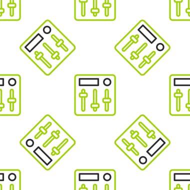 Line Sound karıştırıcı simgesi beyaz arkaplanda izole edilmiş kusursuz desen. DJ ekipman kaydırma düğmeleri. Konsol karıştırılıyor. Vektör