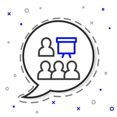 Çizgi Eğitimi, sunum simgesi beyaz arkaplanda izole edildi. Renkli taslak konsepti. Vektör