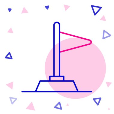 Beyaz arkaplanda çizgi bayrağı simgesi izole edildi. Zafer, kazanmak ve zorluk konseptini fethetmek. Renkli taslak konsepti. Vektör