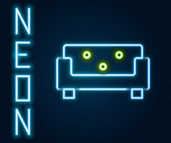 Gloeiende Neon Lijn Sofa Icoon Geïsoleerd Zwarte Achtergrond Kleurrijk Concept — Stockvector