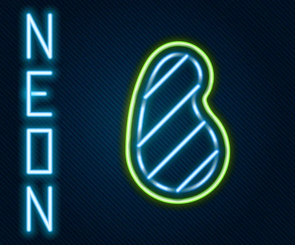 Linea Neon Luminosa Icona Carne Bistecca Isolata Sfondo Nero Concetto — Vettoriale Stock