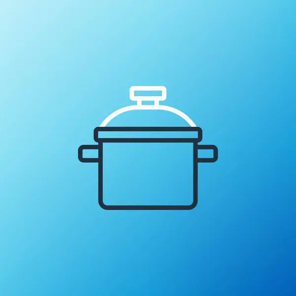 Line Cooking Pot Ícone Isolado Fundo Azul Ferva Guisado Símbolo — Vetor de Stock