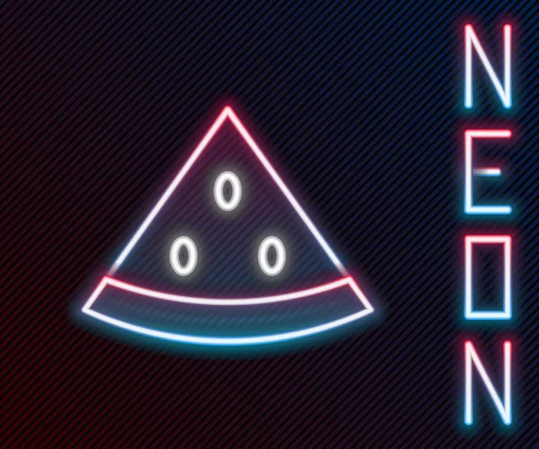 Zářící Neonová Čára Ikona Melounu Vodního Izolovaná Černém Pozadí Barevný — Stockový vektor