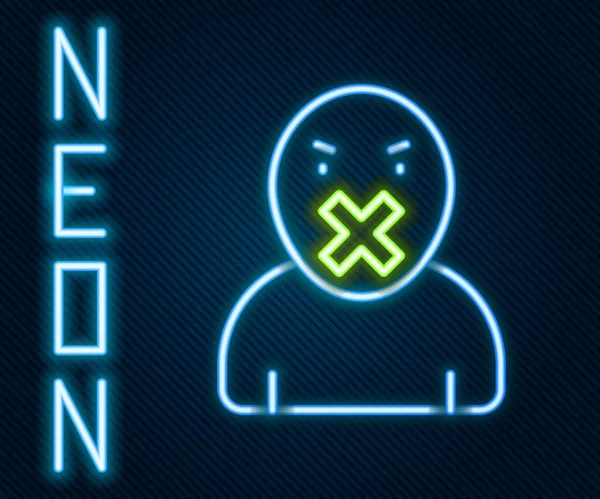 Glödande Neon Line Censor Och Yttrandefrihet Konceptet Ikon Isolerad Svart — Stock vektor