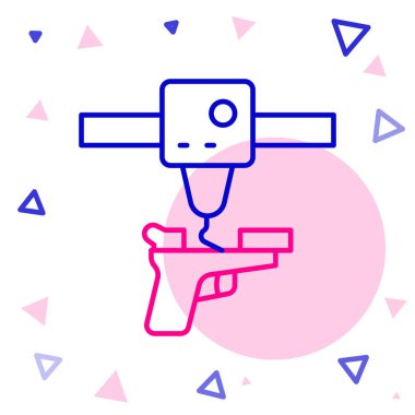 3D satır yazıcı tabancası simgesi beyaz arkaplanda izole edildi. 3D baskı. Renkli taslak konsepti. Vektör