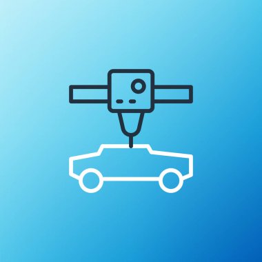 Line 3D printer car icon isolated on blue background. 3d printing. Colorful outline concept. Vector