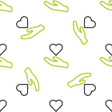 Çizgi Kalbi 'nin el simgesi beyaz arkaplanda izole edilmiş kusursuz desen. El çabukluğu aşk sembolü. Sevgililer Günü sembolü. Vektör