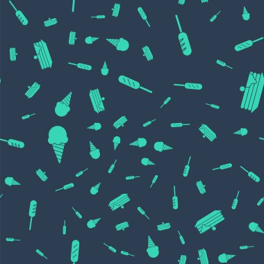 Mısırlı sosis, kızarmış sosis, waffle külahında dondurma ve pürüzsüz desenli krep. Vektör.