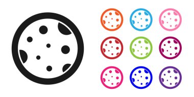 Beyaz arka planda izole edilmiş bakteri ikonlu Black Petri kabı. Simgeleri renklendirin. Vektör.