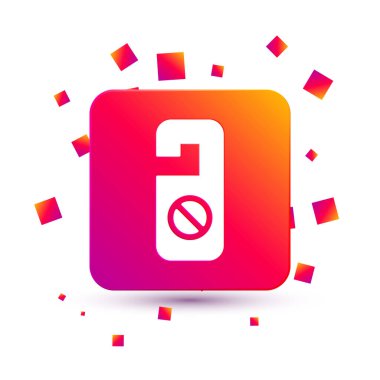 Beyaz Lütfen beyaz arkaplanda izole edilmiş simgeyi rahatsız etmeyin. Otel Kapısı Askısı Etiketleri. Kare renk düğmesi. Vektör.