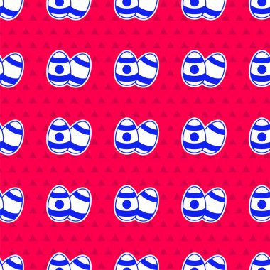 Mavi Paskalya yumurtası ikonu kırmızı arka planda izole edilmiş. Mutlu Paskalyalar. Vektör.