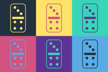 Pop Art Domino simgesi renk arkaplanında izole edildi. Vektör.