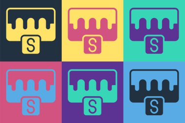 Pop Art Müzik Dalgası eşitleyici simgesi renk arkaplanında izole edildi. Ses dalgası. Ses dijital dengeleyici teknolojisi, konsol paneli, nabız müzikali. Vektör.