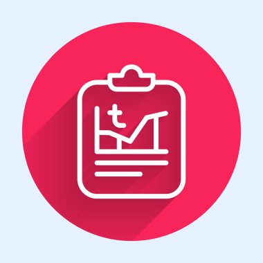 Küresel ısınma simgesine dönüşen beyaz çizgi Dünya uzun gölgeli izole edilmiş. Ekolojik problemler ve çözümler - termometre. Kırmızı daire düğmesi. Vektör.