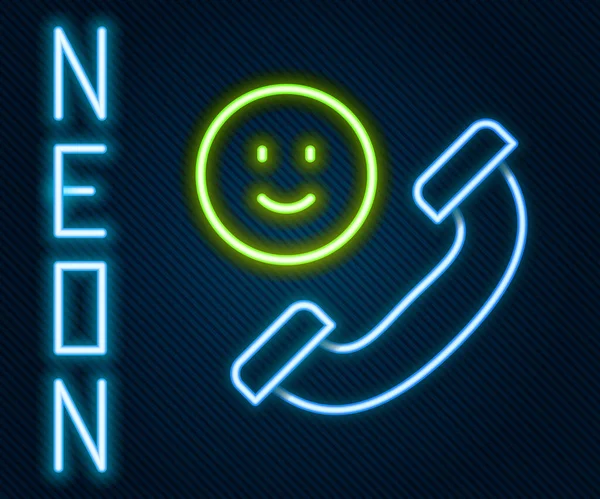 Linea Neon Incandescente Chiamata Arrivo Sull Icona Del Telefono Cellulare — Vettoriale Stock